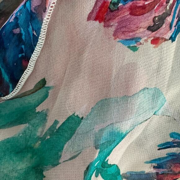 Anthropologie Soft Printed Mini Dress Flutter Sleeves Watercolor Floral Size 2X - Picture 12 of 13